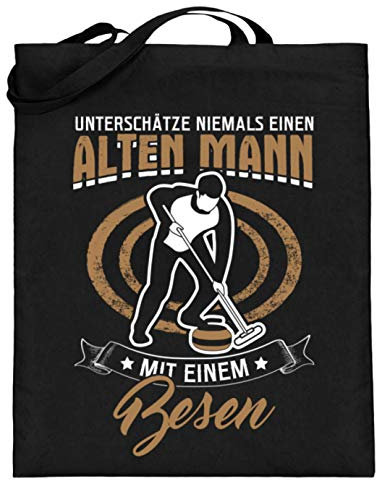 Chorchester Perfekt Für Alle Eisstockschiessen Fans - Jutebeutel (mit langen Henkeln) -38cm-42cm-Schwarz