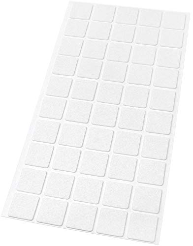 Adsamm® / 50 x Selbstklebende Filzgleiter/Weiß / 20x20 mm/Quadratisch / 1.5 mm dünne Selbstklebende Möbelgleiter aus Filz