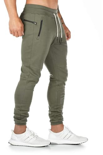 Yageshark Joggingbyxor, herr, bomull, sweatbyxor, sportbyxor, fitness, slim fit, byxor, fritidsbyxor, joggingbyxor, herr, streetwear, Grön, XL Smal
