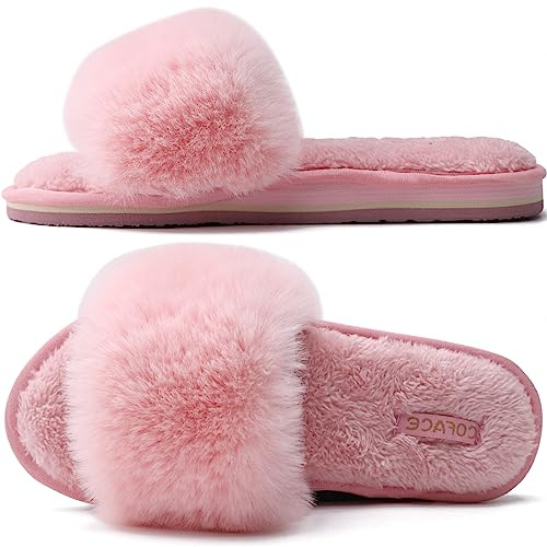COFACE Zapatillas de Estar Mujer Invierno Zapatos de Casa Antideslizante Planos Verano Sandalias Cálidos Cómodos Invierno Felpa Pantuflas de Casa