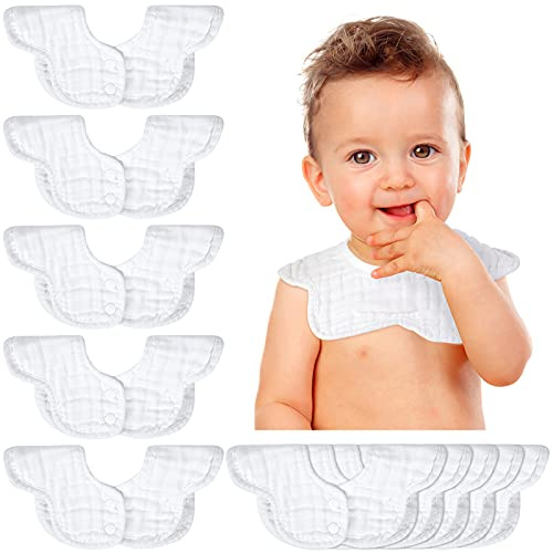 Geyoga 10 stycken babyhaklappar 360° rotera mjuk baby bandana muslin dregel haklappar kronblad rapning gasväv absorberande haklapp flicka pojke (,)
