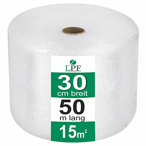 dieLUFTPOLSTERFOLIE Luftpolsterfolie 30cm x 50m Verpackungsfolie Luftpolster Rolle Blisterfolie Noppenfolie Polsterfolie Umzug Knallfolie Polstermaterial Versand Transparent Umzugfolie (1)