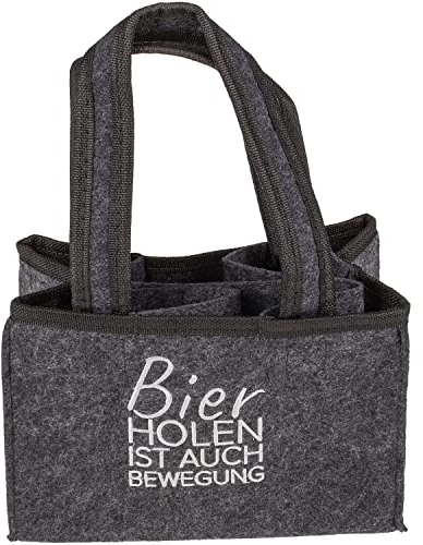 Out of the blue Flaschentasche Bierträger Flaschenträger für 6 Flaschen »Bier Holen ist auch Bewegung«, Grau