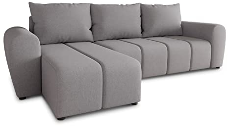Ecksofa Cleo L mit Schlaffunktion - Sofa mit Bettkasten, Polsterecke, Couchgarnitur, Eckcouch, L-Form Couch, Sofagarnitur - Ottomane Universal (Grau (Soro 90))