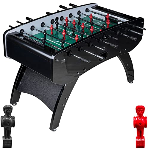 RAMROXX Fußball Tischkicker Schwarz Metallic grünes Feld Figuren Schwarz Rot 80kg