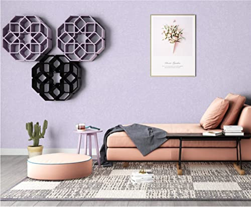 KEYESMINER Violet Clair Papier peint intissé 3D Couleur Unie Papier peint Minimaliste Soie Papier peint pour Chambre Salon Toile de fond TV Papier peint Décoration murale 0,53 m x 9.5 m
