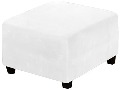 ZZDZW Sitzwürfel Bezug 33-45cm/62-76cm/80-100cm Bezug für Hocker Quadratisch Samt Ottomane Schonbezug Stretch Square Ottoman Covers waschbar Fußhocker ​hocker Husse (Color : White, Size : 80-100cm)