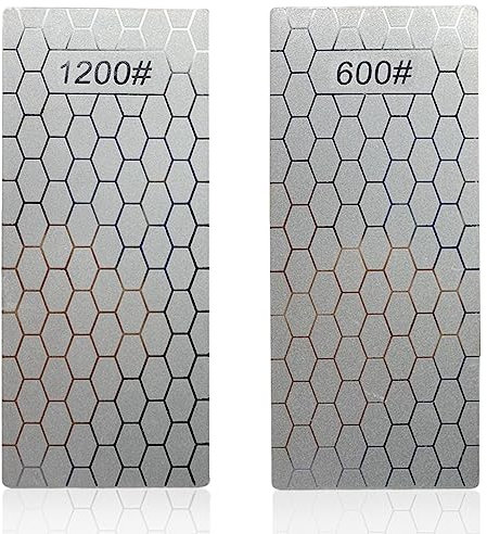 Orssmigs 2 Piezas Piedras de Afilar de Diamante Placa Afiladora de Diamantes, Piedra Afilar Diamante Piedra Afilar Cuchillos Panal con Base Antideslizante para Cuchillos de Cocina (Grano 600/1200)