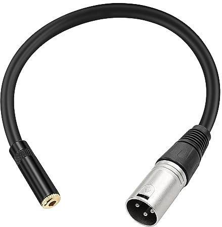 PNGKNYOCN XLR auf 1/8 Kurzes Kabel, symmetrisches 3.5mm (1/8 Zoll) TRS Buchse Stereo Klinke auf XLR Stecker Adapterkabel（0.3M/1FT）