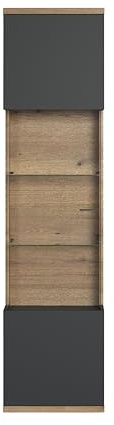 trendteam smart living - Norris - Vitrine - Anthrazit/Evoke Eiche - 6 Fächer - (BxHxT) 51 x 205 x 37 cm - elegante Rillenoptik - kratzfest