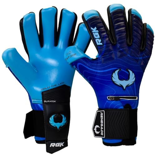 Renegade GK Eclipse Riptide Professionelle Torwarthandschuhe mit Pro Finger Schutz | 4mm EXT Contact Grip | Blau Fußball Torwart Handschuhe (Größe6, Jugend, Junior, Neg. Cut, Level 5)