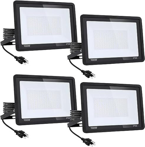 KsDhewi 4Pack-100W 11000LM Super Bright LED Flood Light with Excellent Color Restore Ability - Waterproof, Shatterproof, Energy Saving - Perfect for Indoor and Outdoor Use