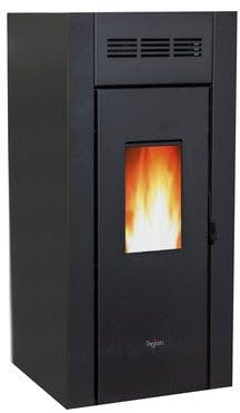 Suinga Estufa de pellets. Eficiencia y diseño superior con una superficie calefactable, Color negro (Pegaso Elane 9 KW)