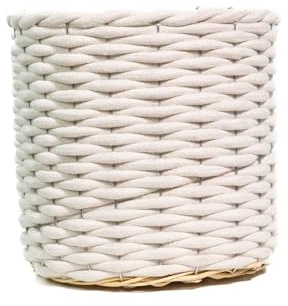 DARO DEKO Baumwoll Korb rund mit Einsatz Gerade Ø 25 x 23cm Regalkorb Blumentopf geflochten Aufbewahrungskorb Über-Topf Blumenkorb