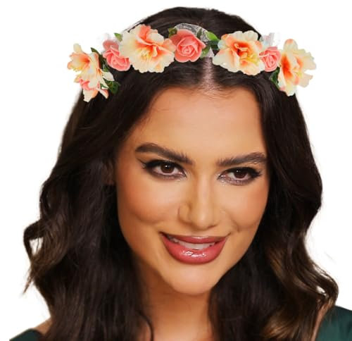 Edary Bandeaux couronne de fleurs, serre-tête de mariée, guirlande de Festival, pour femmes et filles (Champagne, One Size)