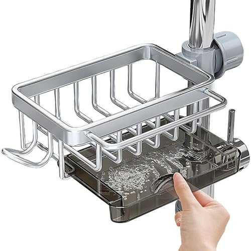 Spülbecken Organizer Edelstahl, Kitchen Sink Organizer Over Faucet, Spülbecken Ablage Spüle Organizer Schwammhalter, Küchenspüle-Wasserhahn-Organizer