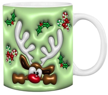 Santa's Christmas Rentier-Becher,Weihnachtscharakter-Tassen,Weihnachtskaffeetassen -Keramik-Weihnachtstassen - Feiertagstassen, Weihnachtsmanntassen, Weihnachtsaccessoires für Freunde, Familie, heiß