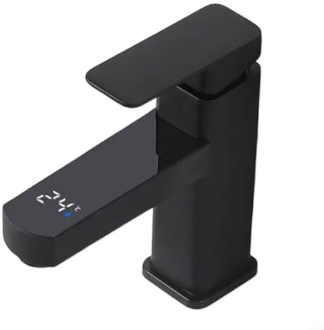 HOHOVYVY Wasserhahn Mit Sensor,Durchlauferhitzer Wasserhahn,Intelligente Digitale Temperaturanzeige Hoher Und Niedriger Warm- Und Kaltwasserhahn(black)