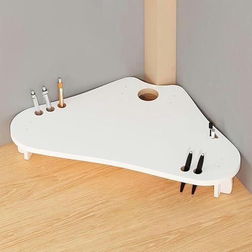XDRGOOIUY White Triangle Monitor Riser, Office Desktop Organizer Storage Rack with Pen Holder, Universal Computer Monitor Lifting Corner Stands