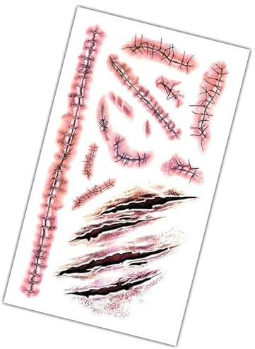 Tuxxjzm Halloween-Gesichtsaufkleber, gruselige Gesichtsabziehbilder | Halloween-Abziehbilder | Simulation, Körper-Make-up-Dekoration, Gesichtsabziehbilder, Zubehör