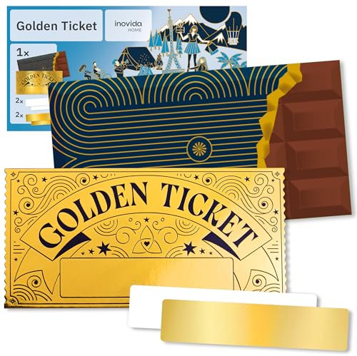 Inovida Goldenes Ticket Gutschein : Rubbellos Gutschein zum Selber Ausfüllen – Rubbellose Selber Machen – Goldene Rubbelkarte – Golden Ticket Voucher Karte – Personalisierte Geschenke