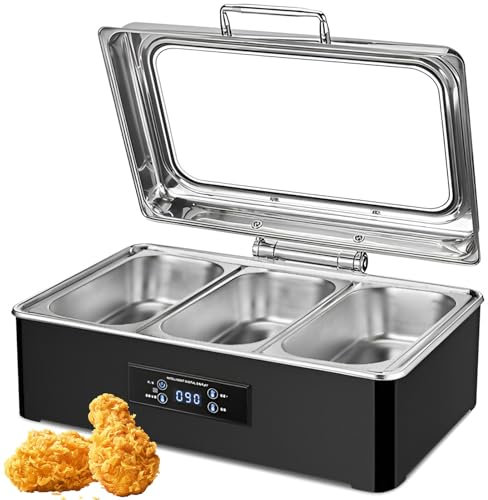 QUTBAG Réchaud électrique 500 W, 35~90 °C réglable en Acier Inoxydable, Chauffe-Aliments, poêle de Cuisine Commerciale, pour Restaurant, Restauration, fêtes, banquets 9L Three Grid