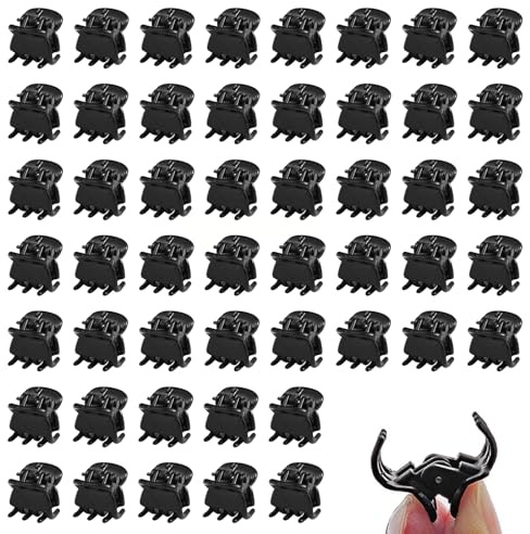 SYEYCW 50 Stück Schwarz Mini Haarspangen, Kunststoff Haarklammern, Rutschfeste Griff Kleine Haargreifer, klein Klaue Clips, Kleines Haarnadeln Clips, Haar Clips Accessoires, für Mädchen und Frauen