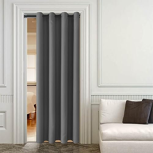 DWCN Door Blackout Curtains for Bedroom Dark Grey Curtains Door Curtain Thermal Eyelet Curtain Home Decoration 52x 84 Dark Grey 1 Panel