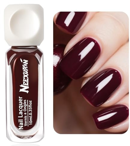 NEEXUAAN Nail Polish Quick Dry Nail Polish Cherry Red Nail Varnish Chip Resistant Streak Free Long Lasting Brightening for Girls Women,0.35 fl oz (purplish red, 1PCS)