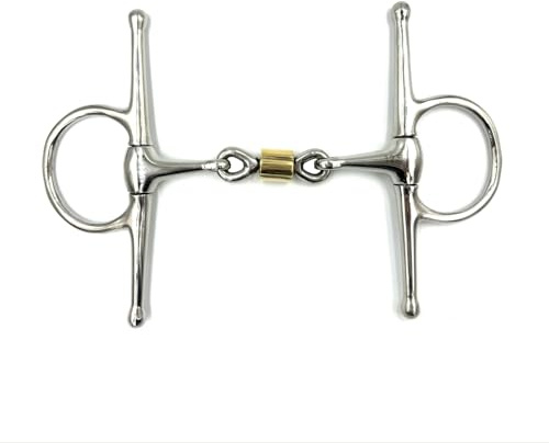ES0076 Knebeltrense Doppelt Gebrochen Kupfer Roller Edelstahl 14mm, 13.5 cm | Equine Smile Schenkeltrense Beschichtet Kupferrollen Messing Gebisse Pferd Maulschonend Trensengebiss Reitsport