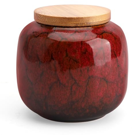 UOCAI Keramik-Vorratsdose Vintage, Vorratsgläser Keramik, teebox Teedose, Aufbewahrung von Teedosen, keramikdose mit deckel, Vorratsdosen für die Küche mit Deckel für Kaffee, Tee, Gewürze und(rosa)