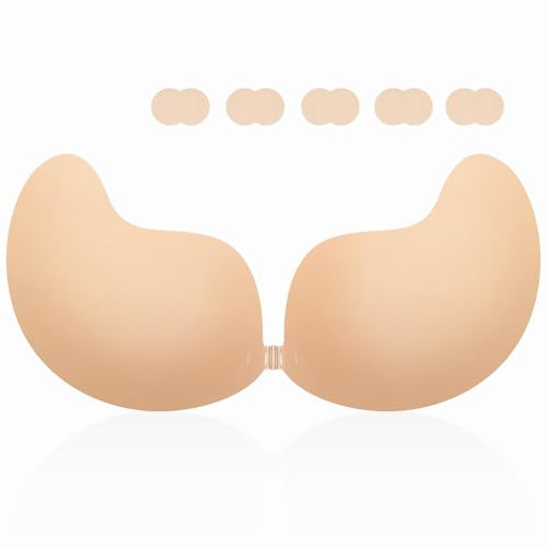 Reggiseno Invisibile, Reggiseno Adesivo, Coppe Adesive Seno, Push Up Copricapezzoli Sticky Bra, Riutilizzabile Silicone Adesivo Traspirante Invisibile Reggiseni Senza Spalline con Copricapezzoli