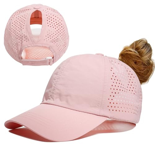 Gisdanchz Damen Cap Vertikal Pferdeschwanz | Verstellbar, Leicht, Atmungsaktiv | Perforiert Sommer Basecap für Laufen Golf und Mehr