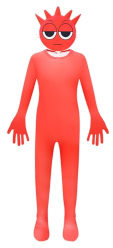 SharkBebe Sprunki Costume de costumade pour garçons – Combinaison intégrale de jeu de rôle pour enfants de 4 à 9 ans (rouge, 8 à 9 ans)