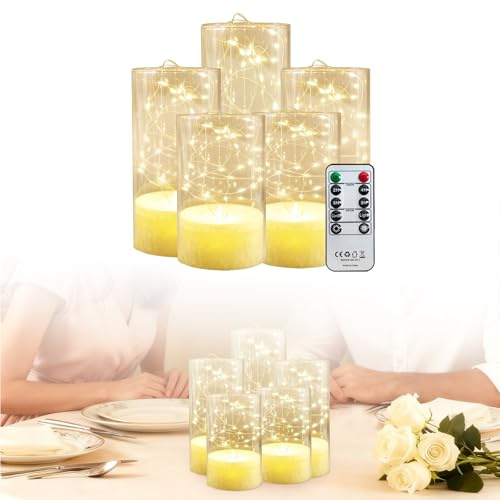 5er-Set LED Kerzen, LED Acrylkerzen Mit Lichterketten, Kerzen, Mit Fernbedienung Home Deko Für Outdoor Party Garten Halloween Weihnachten Hochzeit(H10/12,5/15cm)