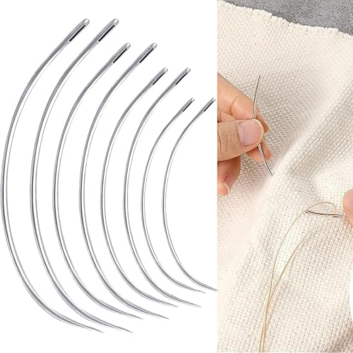 Böjda nålar, reparationsset för böjda synålar, böjda barr för peruker (C-form), runda sadelnål, set med böjda nålar (3,5 cm, 4 cm, 4,5 cm, 5,3 cm)