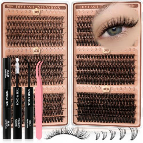 Higu clace 580 pcs Wimpern-Extensions 30-40-50-60-80-100D | Lash-Extension-Set Künstliche Wimpern für Wimpernverlängerung zu Hause DIY-Wimpern-Extensions für Anfänger(10-18mm)
