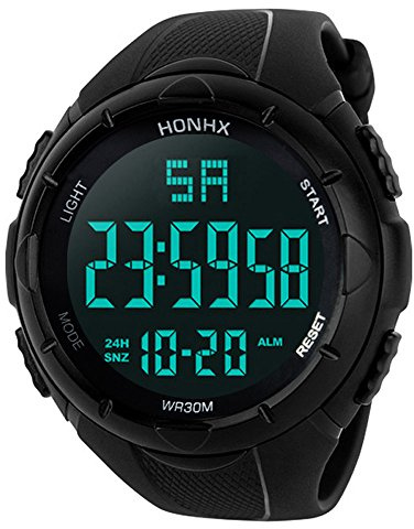 Digital klocka handled LED sport män analog herrklocka stor digital stoppur, Svart, En storlek