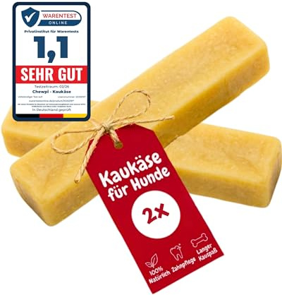 Kaukäse für Hunde L - 2er-Pack - 100% Natürliche Käsestangen für Hunde | Langer Kauspaß für Starke Kauer - Natürliche Unterstützung der Zahnpflege