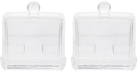LIFKOME 2 piezas Caja Transparente para Bastoncillos y Algodón de Maquillaje de Contenedor Compacto y Resistente para Organizador de Accesorios Cosméticos