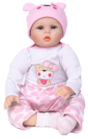 JIEBOTE Bambole Reborn Neonata Realistica Ragazza 45 cm (18 pollici) - Corpo Intero in Silicone, Capelli Impiantati a Mano, Bambole Lifelike con Outfit Rosa per Collezionisti & Bambini da