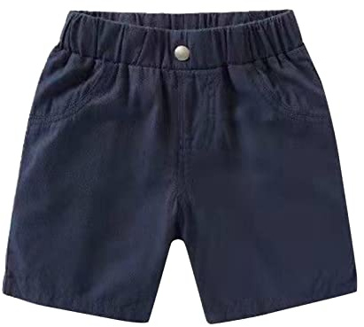 Mjjsk Pantaloncini da ragazzo casual leggeri eleganti pantaloncini da spiaggia per bambini elastico in vita traspirante estate comfort pantaloni corti, Blu, 6-7 Anni