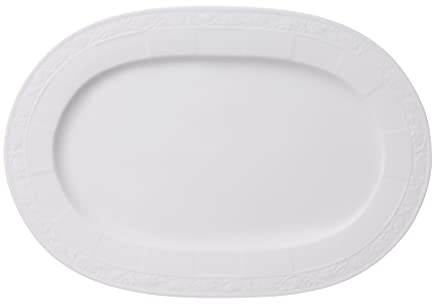 Villeroy & Boch White Pearl Fuente Ovalada de 35 cm de Diámetro, Porcelana, Blanco, 35x35x6 cm