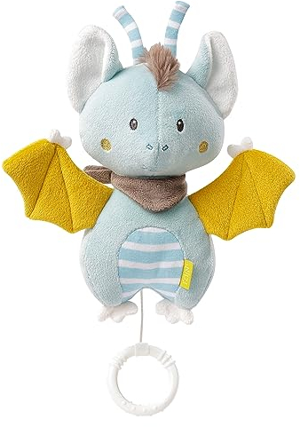 Fehn 065022 Spieluhr Fledermaus - Kuscheltier & Einschlafhilfe: Aufzieh-Spieluhr mit sanfter Melodie Brahms Wiegenlied beruhigt in jeder Situation – für Babys und Kleinkinder ab 0+ Monaten