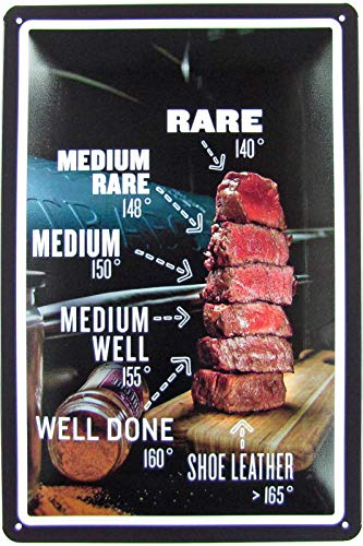 Blechschild 20x30cm gewölbt Beef Fleisch Steak Garstufen Deko Geschenk Schild