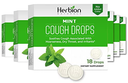 Herbion Naturals Minzgeschmack Hustentropfen, lindert Husten, 18 Karat, 6 Stück, insgesamt 108 Stück
