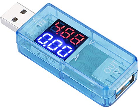 USB-Meter, USB-Tester mit Farb-LCD, Voltmeter und Amperemeter – Strommesser zur Prüfung von Telefon, Powerbank & weiteren elektronischen Geräten – Multimeter Ladegerät Tester (Blau)