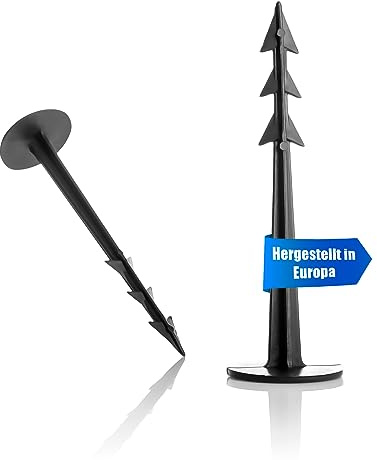 BigDean 200x Erdnägel für Unkrautvlies mit 3 Widerhaken 12,5 cm | UV-beständig - Verrottungsfest - Großer Kopf - Made in EU