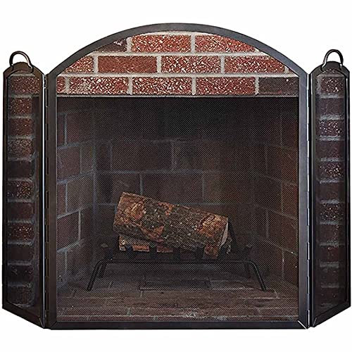 WHOJA Griglia Parascintille per Camino Ferro battuto Resistente Copertura parascintille per Camino a Gas/Caminetti a Legna/Stufe da Esterno, 134x86 cm Schermo antincendio(Color:Nero)