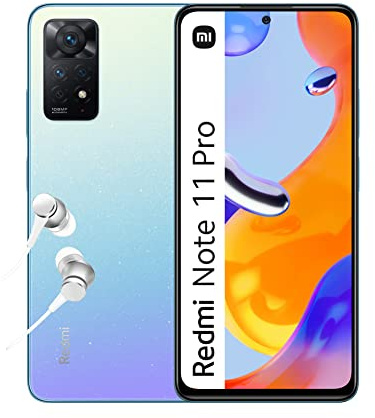 XIAOMI Redmi Note 11 Pro, Smartphone + Kopfhörer, 6 + 128 GB Handy ohne Vertrag, 6,67'' 120 Hz FHD + AMOLED Display, 67 W Turbo-Charge, 108 MP Kamera, Star Blue (DE Version, Amazon Exclusive)
